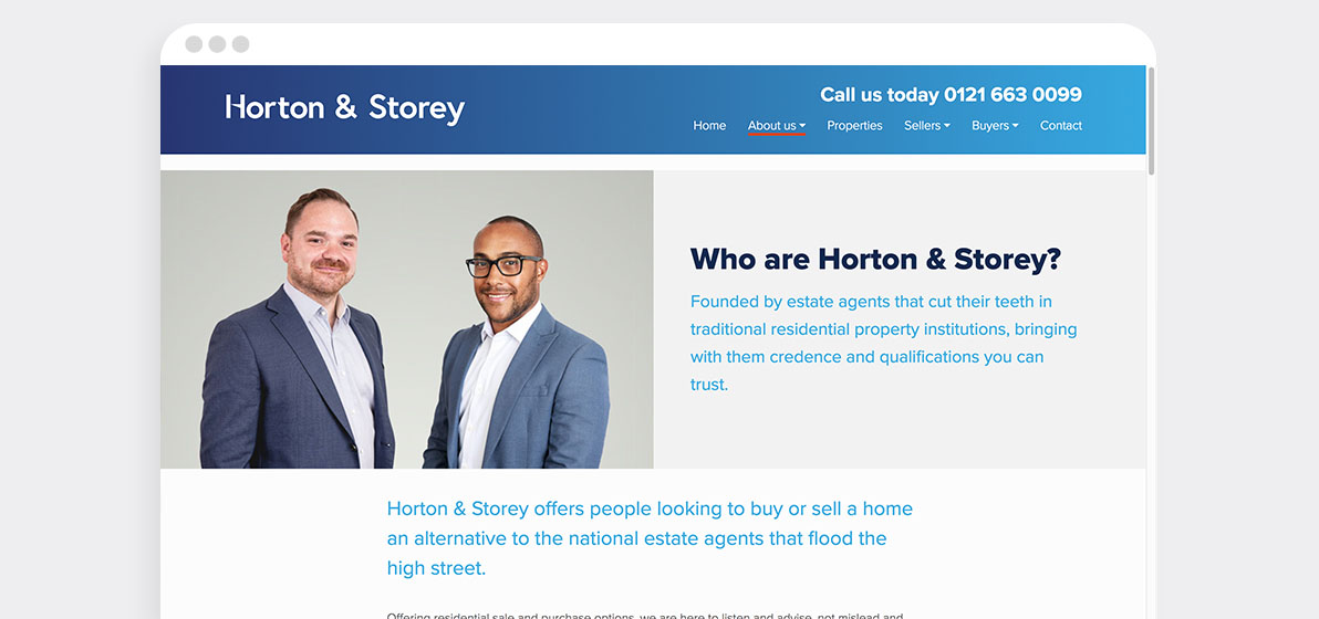 horton and storey website article page design