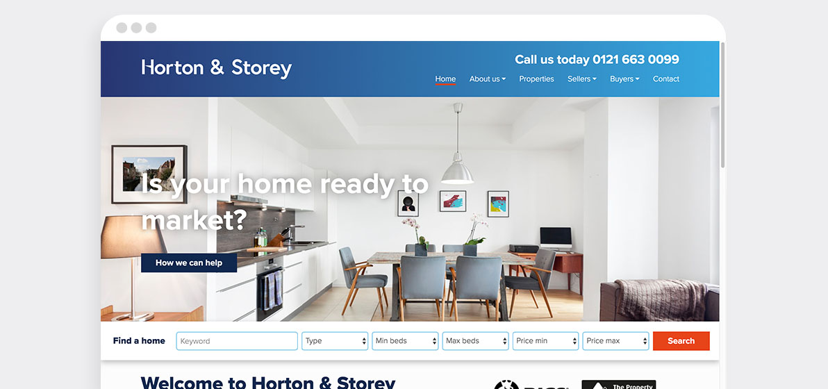 horton and storey website homepage design